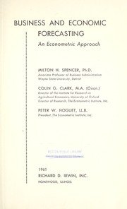 Cover of: Business and economic forecasting: an econometric approach