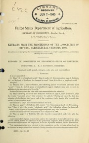 Cover of: Extracts from the Proceedings of the Association of Official Agricultural Chemists, 1907: (an advance circular, giving the recommendations of referees as adopted, appointments, and motions affecting the work of 1908)