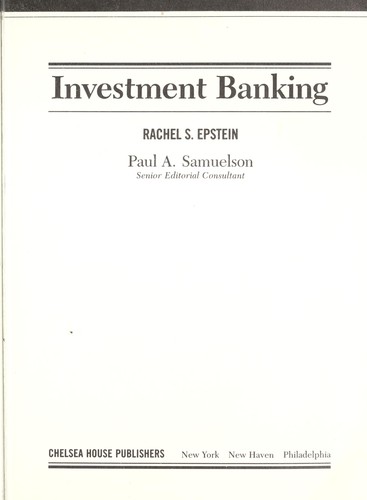 Investment Banking by Rachel S. Epstein
