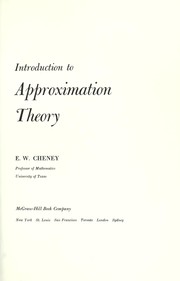 Introduction to approximation theory by Cheney, E. W.