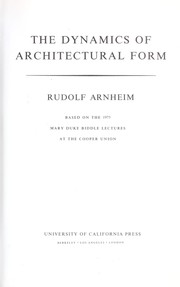 Cover of: The Dynamics of Architectural Form