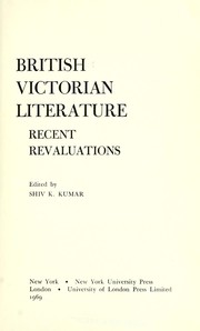 Cover of: British Victorian literature: recent revaluations