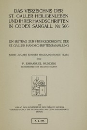 Cover of: Das Verzeichnis der St. Galler Heiligenleben und ihrer Handschriften in Codex sangall. no. 566 by Emmanuel Munding