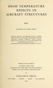 Cover of: High temperature effects in aircraft structures. by Nicholas J. Hoff