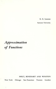 Cover of: Approximation of functions