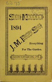 Cover of: Seed manual 1894 | J. M. Philips