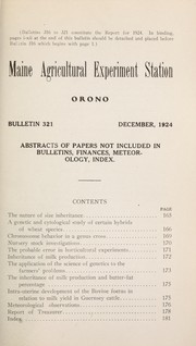 Cover of: Abstracts of papers not included in bulletins, finances, meteorology, index by Maine Agricultural Experiment Station