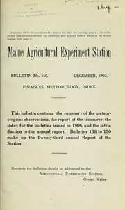 Finances, meteorology, index by Maine Agricultural Experiment Station