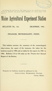 Cover of: Finances, meteorology, index by Maine Agricultural Experiment Station