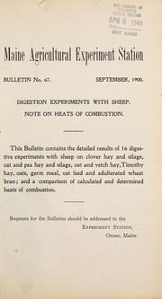 Cover of: Digestion experiments with sheep