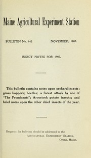 Cover of: Insect notes for 1907 by Edith M. Patch