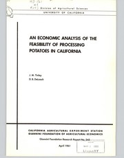 Cover of: An economic analysis of the feasibility of processing potatoes in California