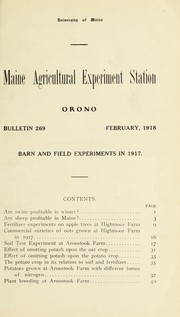 Cover of: Barn and field experiments in 1917 by Chas. D. Woods