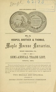 Cover of: Hoopes, Brother & Thomas, Maple Avenue Nurseries: semi annual trade list spring 1894