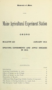 Cover of: Spraying experiments and apple diseases in 1913