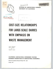 Cover of: Cost-size relationships for large-scale dairies with emphasis on waste management