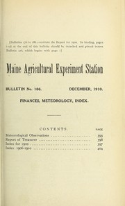 Cover of: Finances, meteorology, index by Maine Agricultural Experiment Station