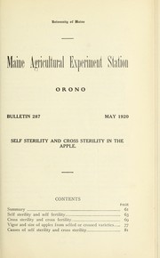 Cover of: Self sterility and cross sterility in the apple by John W. Gowen