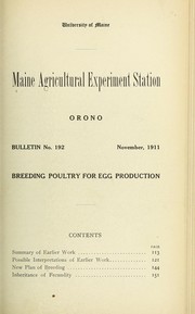 Cover of: Breeding poultry for egg production by Pearl, Raymond