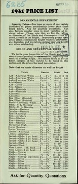 Cover of: 1931 Price list