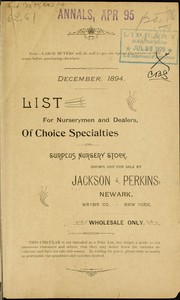 Cover of: List for nurserymen and dealers of choice specialties and surplus nursery stock grown and for sale by