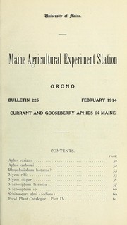 Cover of: Currant and gooseberry aphids in Maine