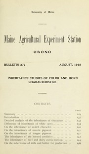 Cover of: Inheritance studies of color and horn charactersitics
