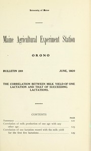 Cover of: The correlation between milk yield of one lactation and that of succeeding lactations by John W. Gowen