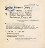 Cover of: Special advance offers of choice hardy American rhododendrons, azaleas, hollies, kalmias, bulbs, herbaceous plants, etc: August 1894