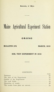 Cover of: Soil test experiments in 1918