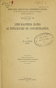 Lime-magnesia ratio as influenced by concentration by P. L. Gile