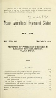 Cover of: Abstracts of papers not included in bulletins, finances, meteorology index
