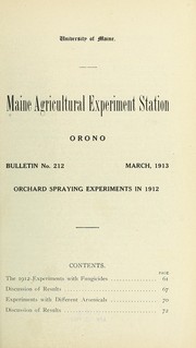Cover of: Orchard spraying experiments in 1912