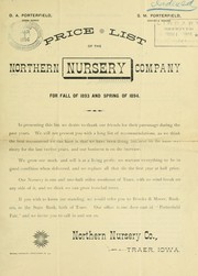 Cover of: Price list of the Northern Nursery Company: for fall of 1893 and spring of 1894