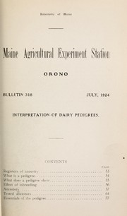 Cover of: Interpretation of dairy pedigrees by John W. Gowen