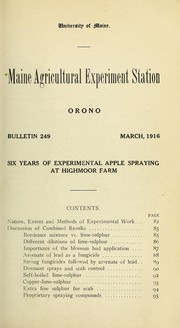 Cover of: Six years of experimental apple spraying at Highmoor Farm by W. J. Morse