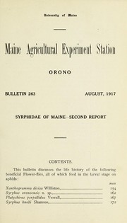 Cover of: Syrphidae of Maine: second report