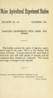 Cover of: Digestion experiments with sheep and steers