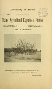 Cover of: Care of orchards
