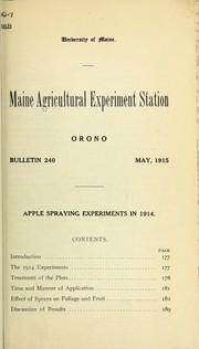 Cover of: Apple spraying experiments in 1914 by W. J. Morse