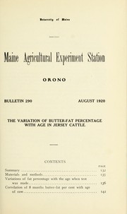 Cover of: The variation of butter-fat percentage with age in Jersey cattle by John W. Gowen