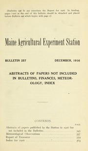 Cover of: Abstracts of papers not included in bulletins, finances, meteorology, index