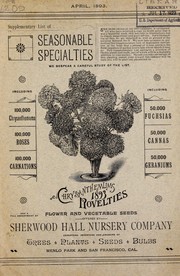 Cover of: Supplementary list of seasonable specialties by Sherwood Hall Nursery Company