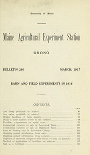 Cover of: Barn and field experiments in 1916
