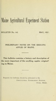 Cover of: Preliminary notes on the seedling apples of Maine
