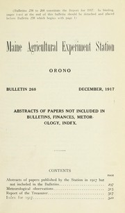 Cover of: Abstracts of papers not included in bulletins, finances, met[e]orology, index