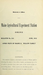 Cover of: Aphid pests of Maine II: Willow family