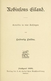 Cover of: Robinsons Eiland by Ludwig Fulda