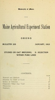 Cover of: Studies on oat breeding: Selection within pure lines