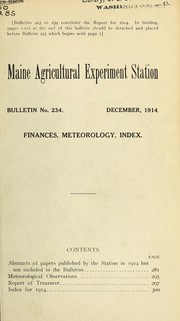 Cover of: Finances, meteorology, index | Maine Agricultural Experiment Station